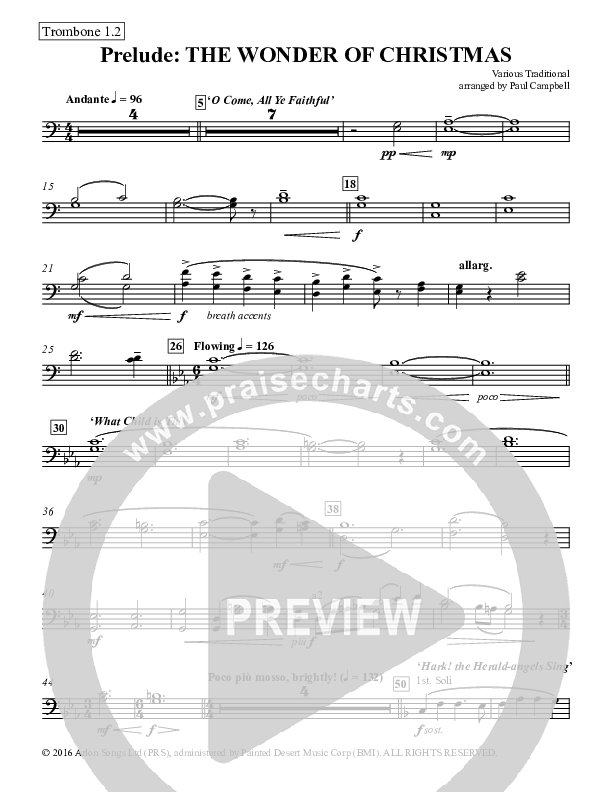Prelude The Wonder Of Christmas (Instrumental) Trombone 1/2 (Paul Campbell)