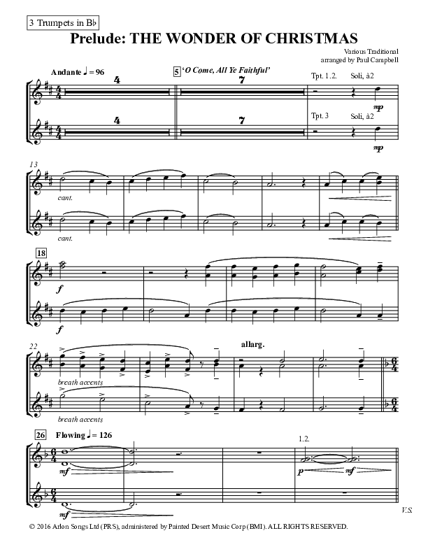 Prelude The Wonder Of Christmas (Instrumental) Trumpet 1/2/3 (Paul Campbell)