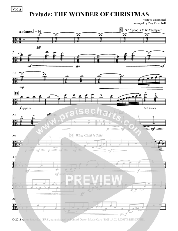 Prelude The Wonder Of Christmas (Instrumental) Viola (Paul Campbell)