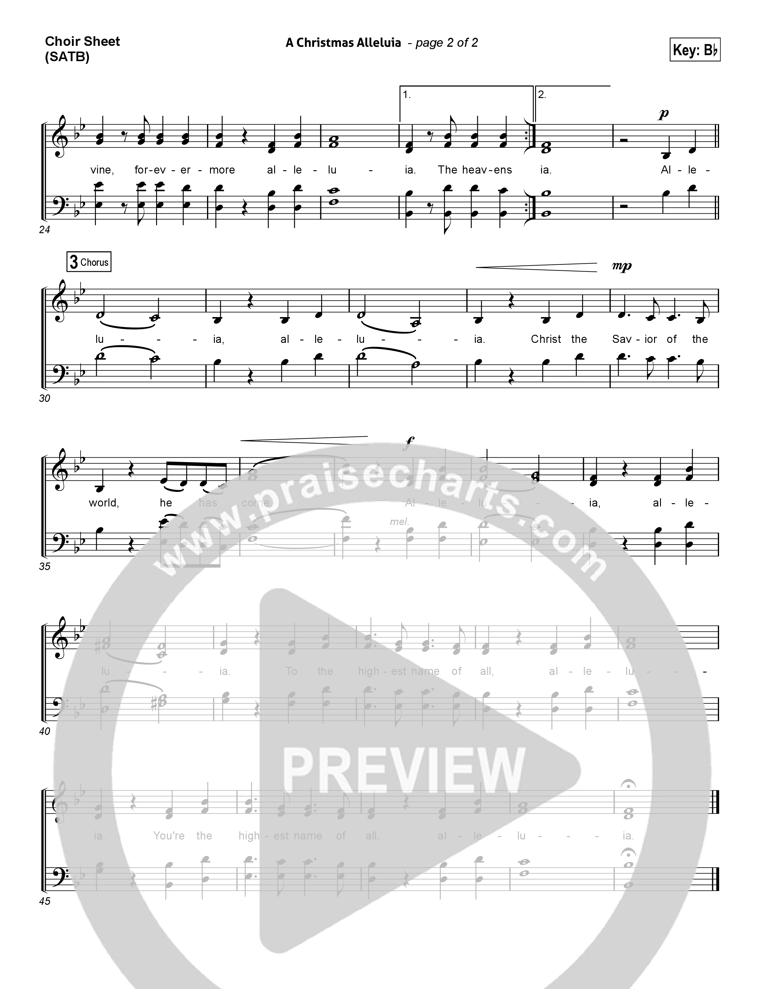 A Christmas Alleluia (Choral Anthem SATB) Choir Sheet (SATB) (Chris Tomlin / Lauren Daigle / Arr. Luke Gambill)
