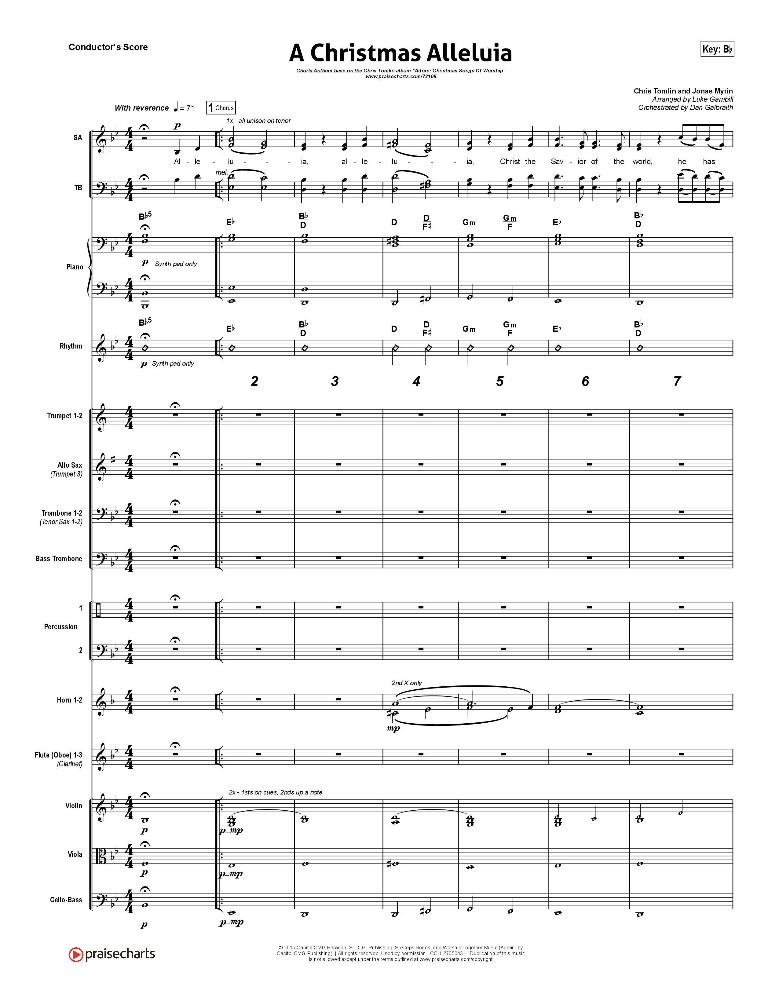 A Christmas Alleluia (Choral Anthem SATB) Conductor's Score (Chris Tomlin / Lauren Daigle / Arr. Luke Gambill)