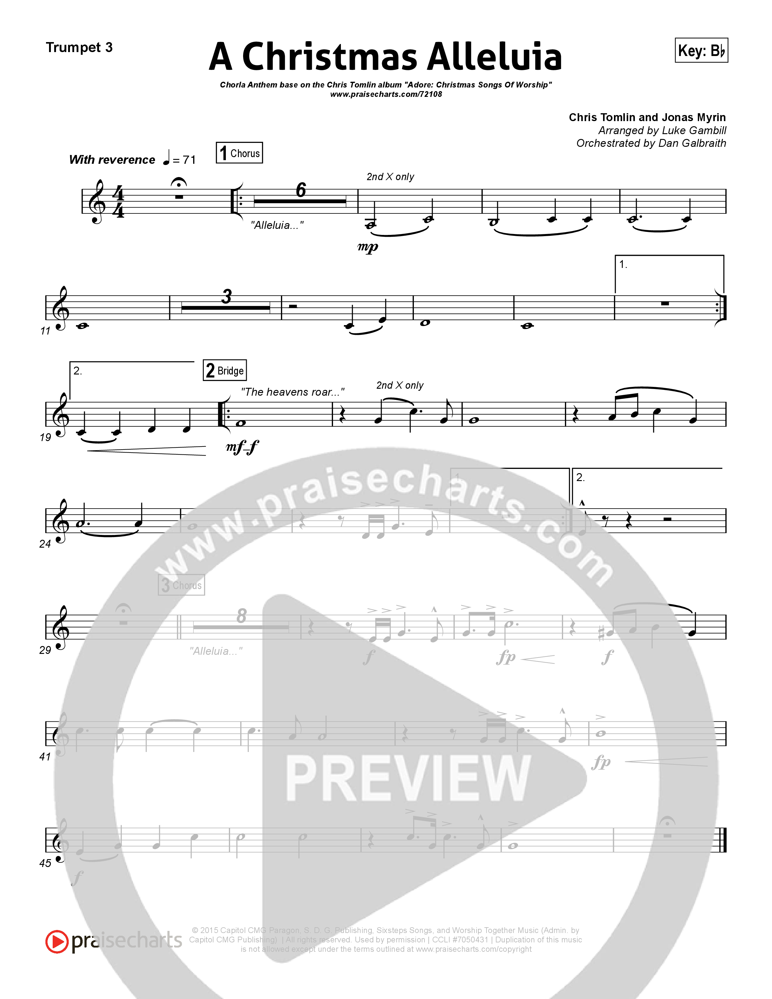 A Christmas Alleluia (Choral Anthem SATB) Brass Pack (Chris Tomlin / Lauren Daigle / Arr. Luke Gambill)