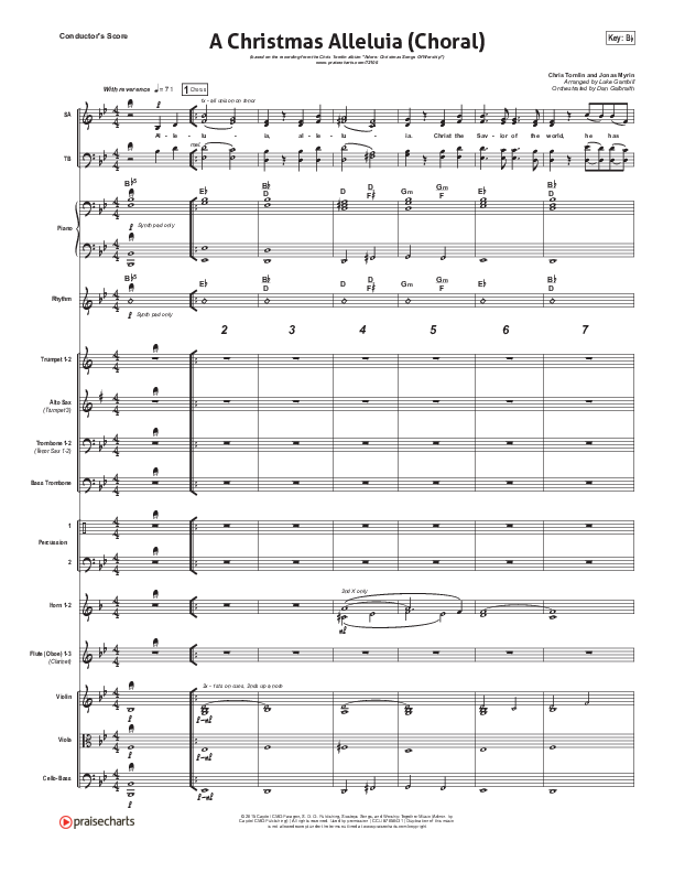 A Christmas Alleluia (Choral Anthem) Conductor's Score (Chris Tomlin / Lauren Daigle / PraiseCharts Choral / Arr. Luke Gambill)