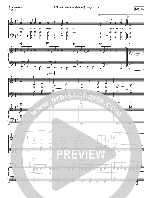 A Christmas Alleluia (Choral Anthem) Piano/Vocal (SATB) (Chris Tomlin / Lauren Daigle / PraiseCharts Choral / Arr. Luke Gambill)