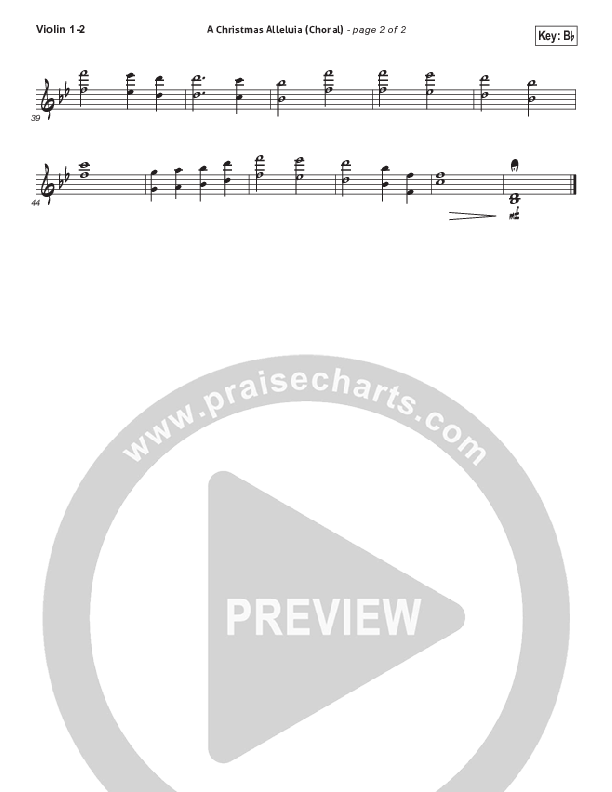 A Christmas Alleluia (Choral Anthem SATB) Violin 1/2 (Chris Tomlin / Lauren Daigle / Arr. Luke Gambill)