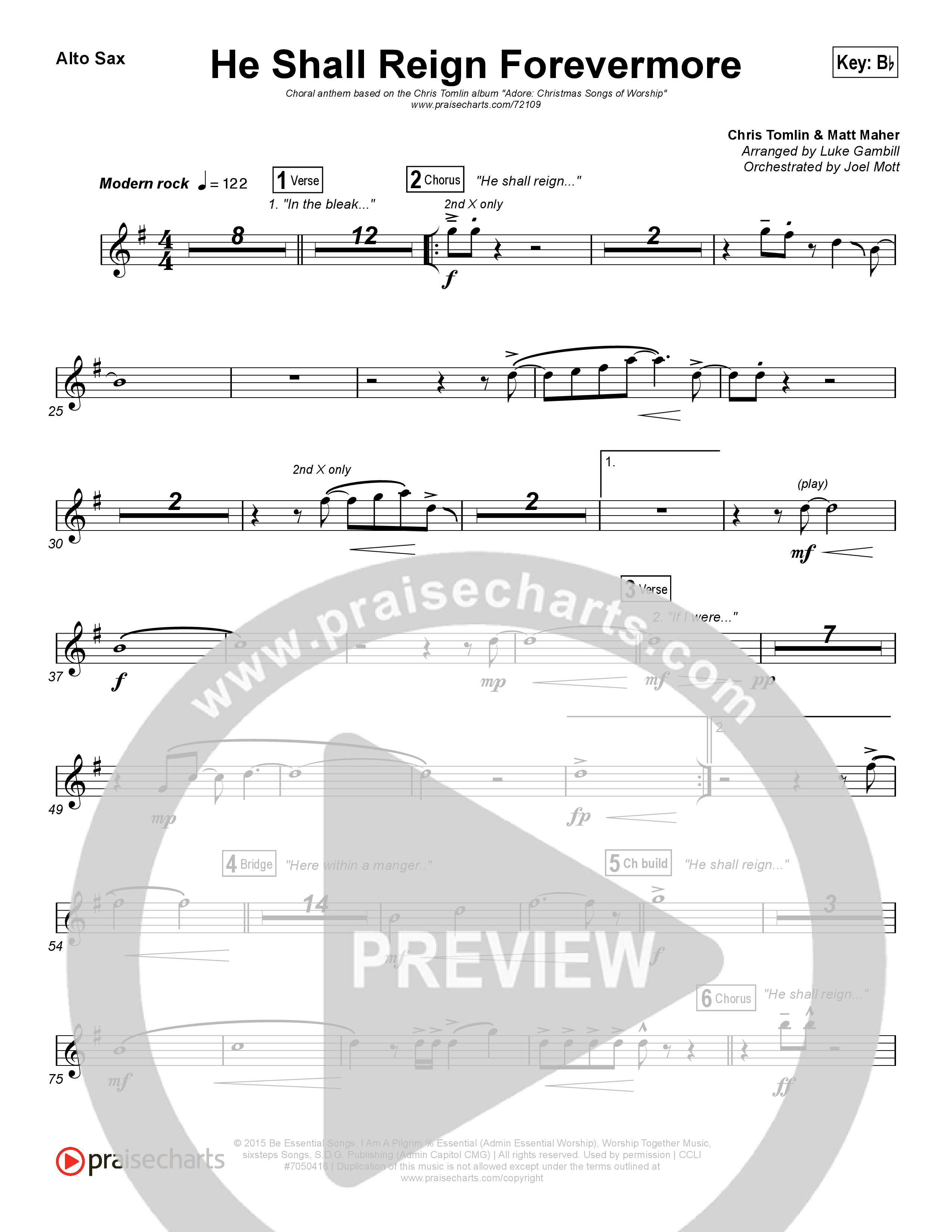 He Shall Reign Forevermore (Choral Anthem SATB) Alto Sax (Chris Tomlin / Arr. Luke Gambill)