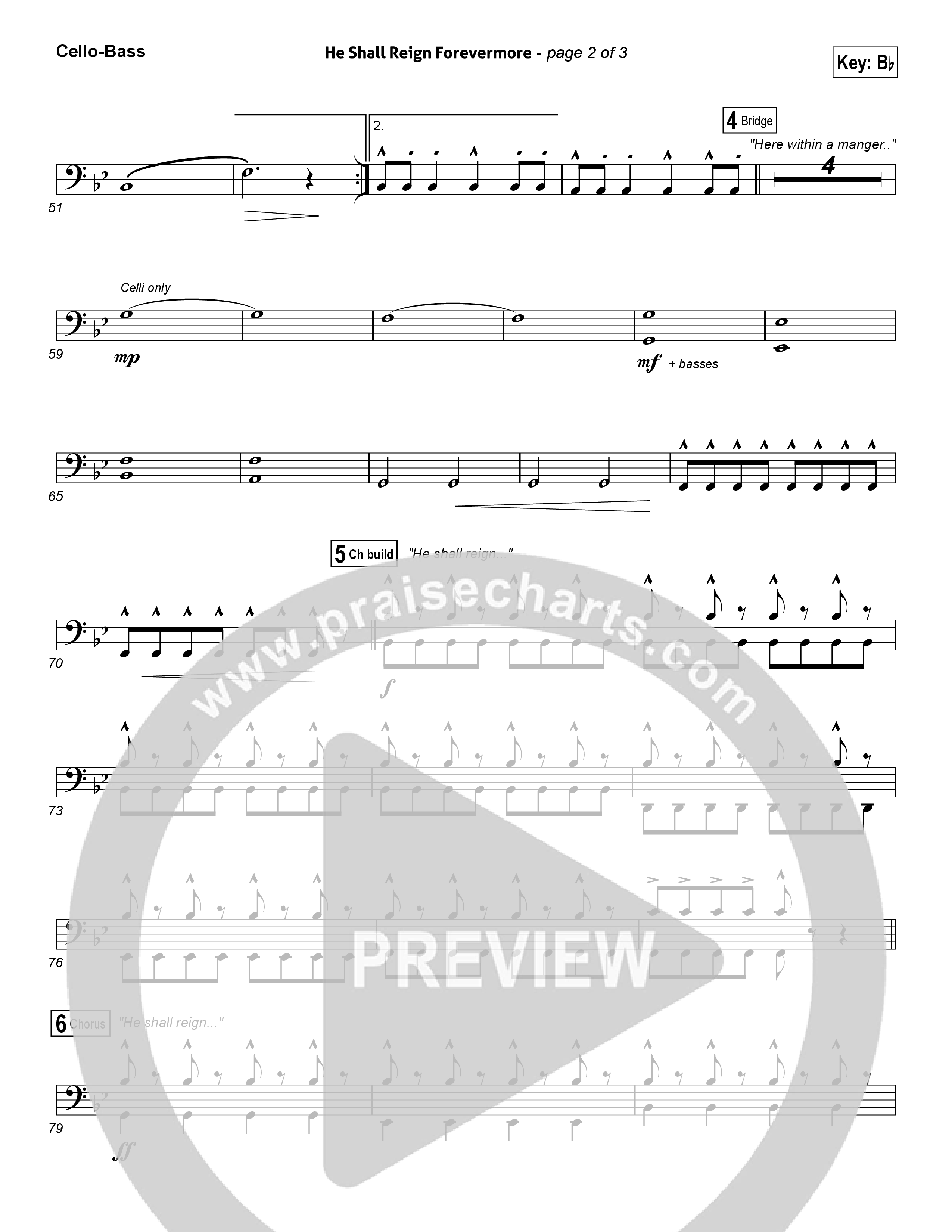 He Shall Reign Forevermore (Choral Anthem SATB) Cello/Bass (Chris Tomlin / Arr. Luke Gambill)