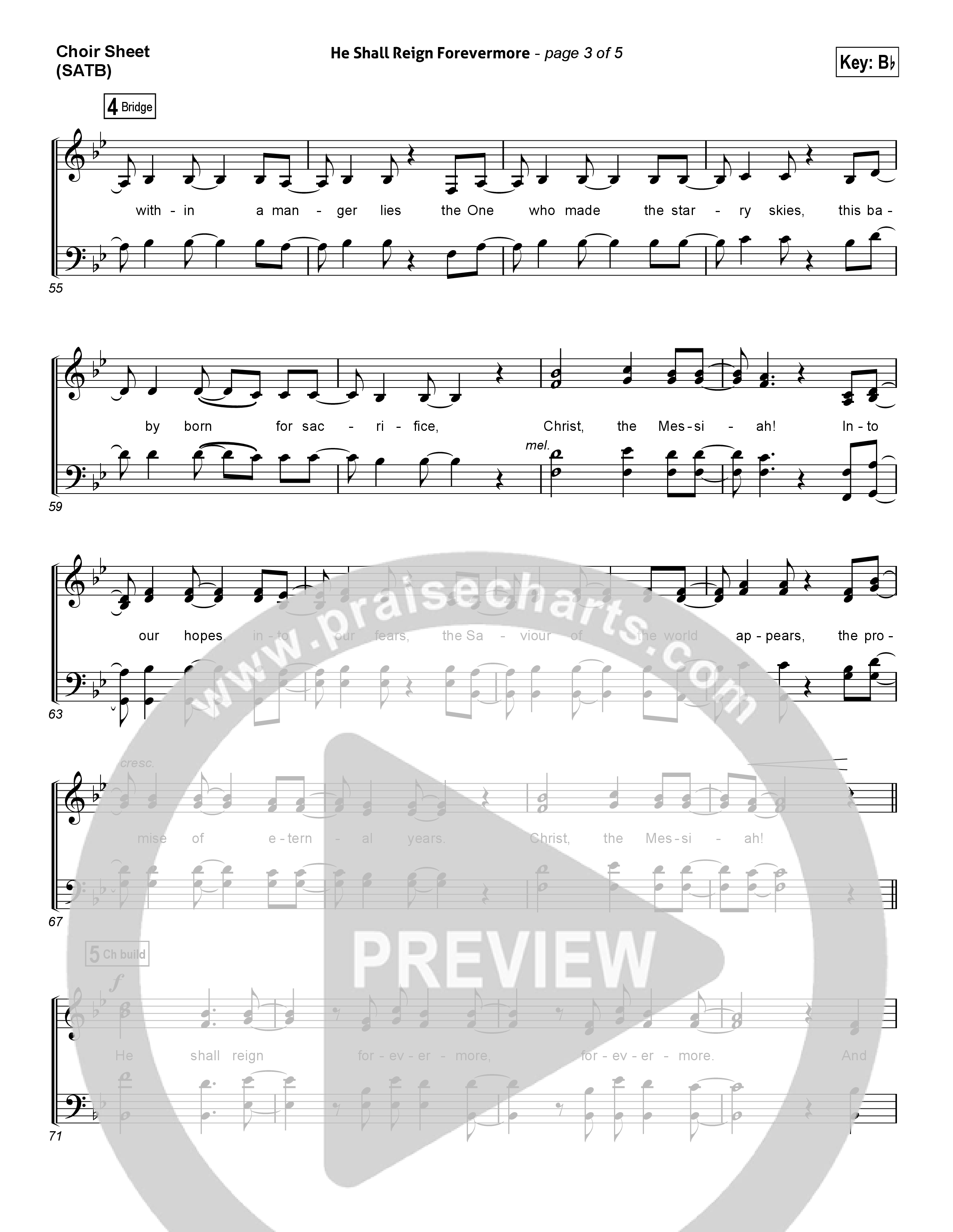 He Shall Reign Forevermore (Choral Anthem SATB) Choir Vocals (SATB) (Chris Tomlin / Arr. Luke Gambill)
