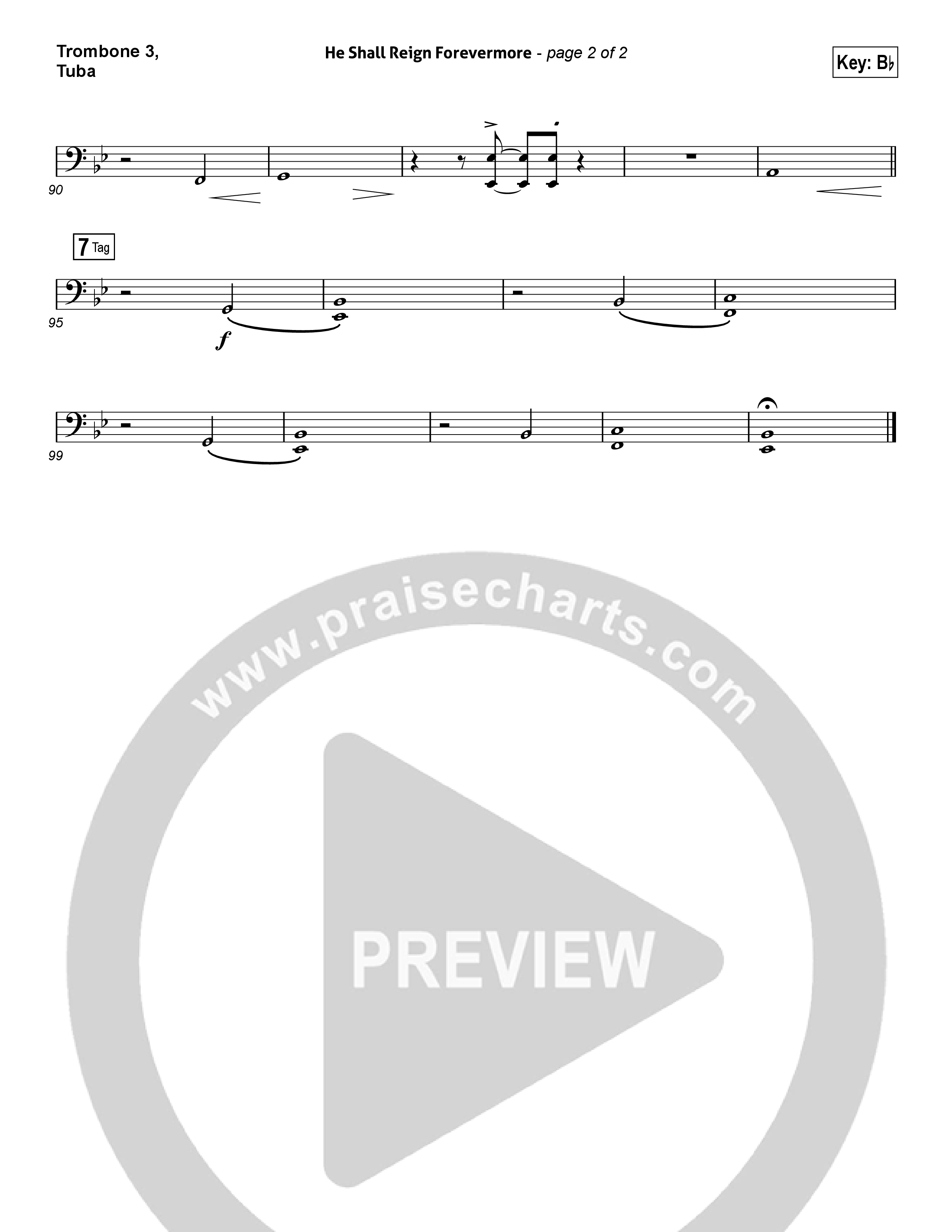 He Shall Reign Forevermore (Choral Anthem SATB) Trombone 3/Tuba (Chris Tomlin / Arr. Luke Gambill)