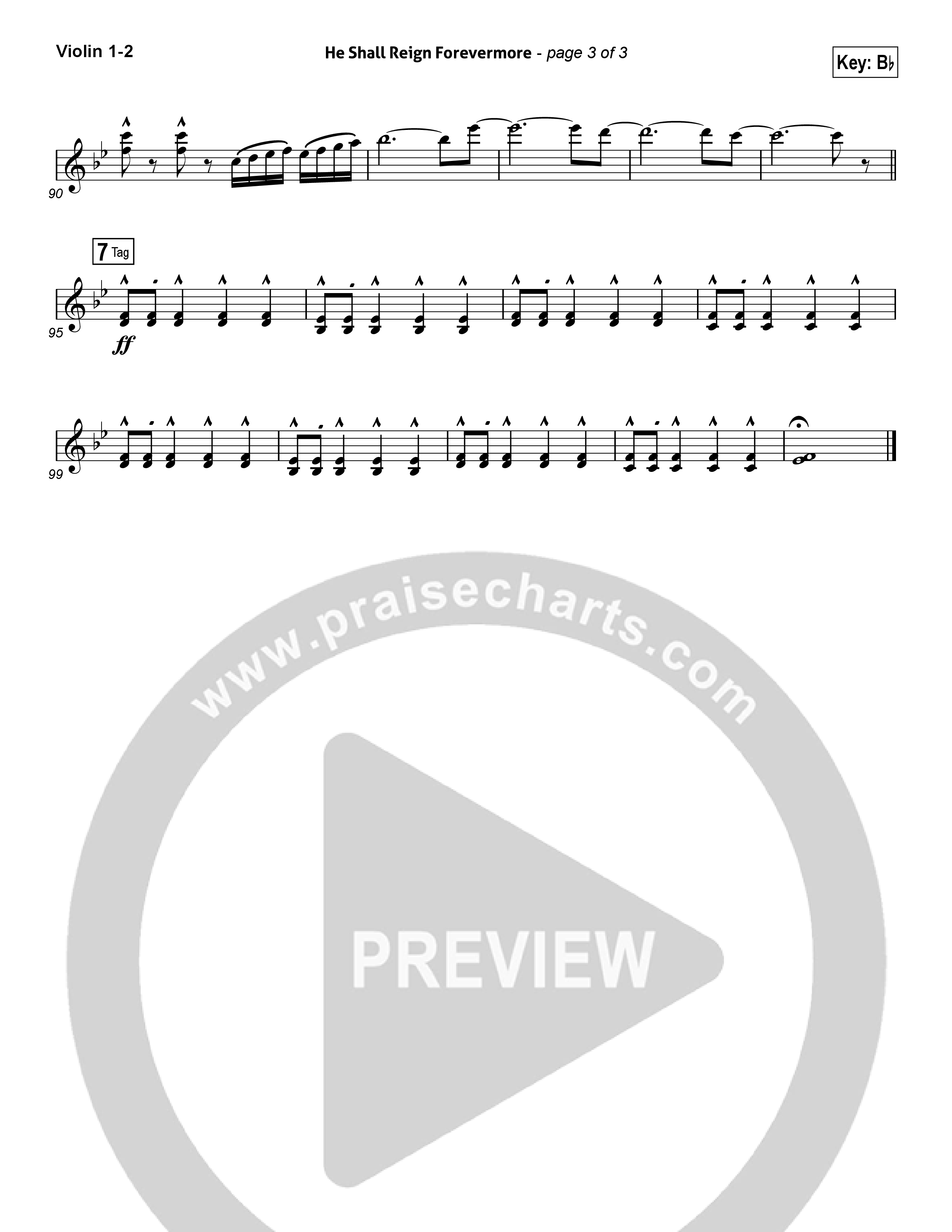 He Shall Reign Forevermore (Choral Anthem SATB) Violin 1/2 (Chris Tomlin / Arr. Luke Gambill)