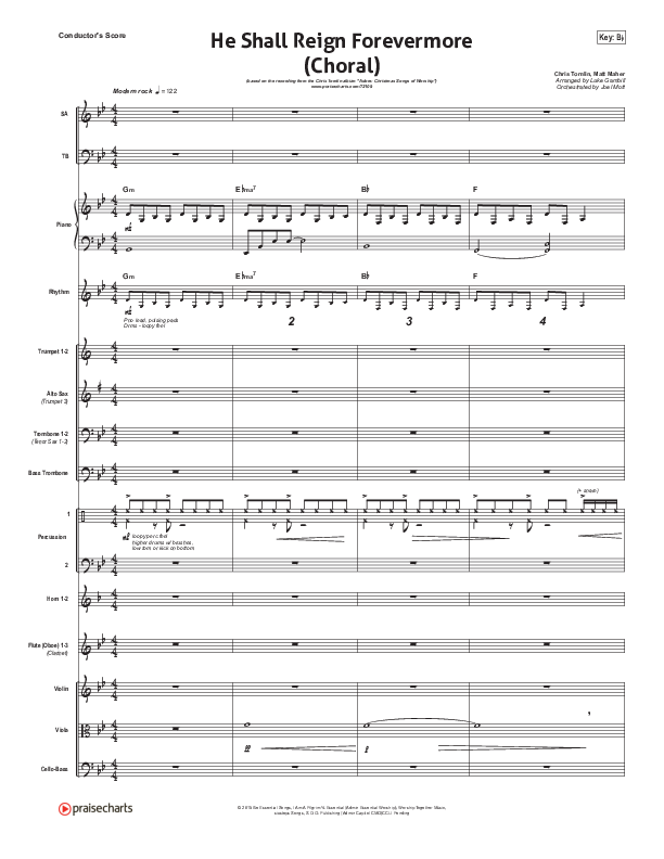 He Shall Reign Forevermore (Choral Anthem SATB) Conductor's Score (Chris Tomlin / Arr. Luke Gambill)