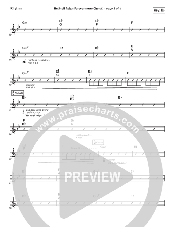 He Shall Reign Forevermore (Choral Anthem SATB) Rhythm Chart (Chris Tomlin / Arr. Luke Gambill)