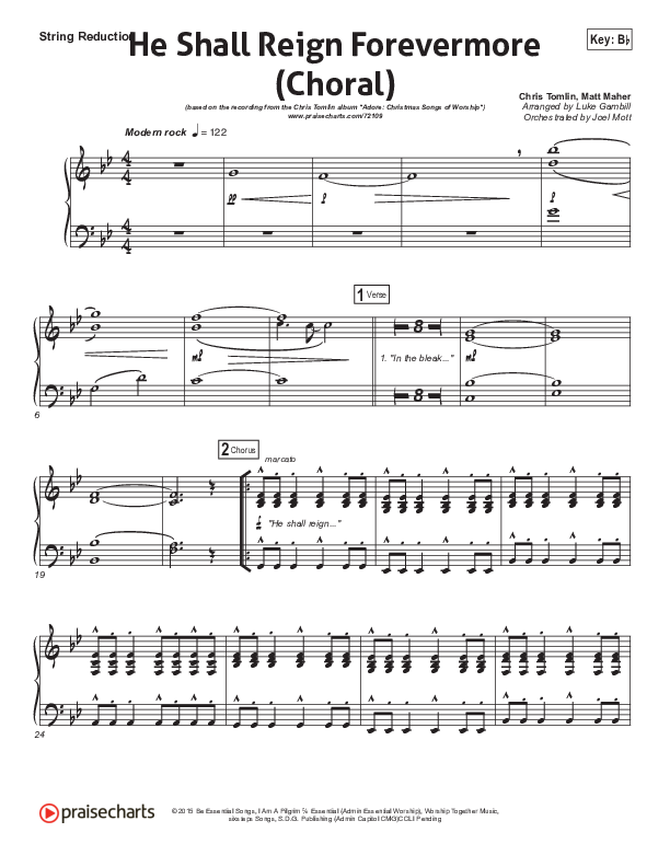He Shall Reign Forevermore (Choral Anthem SATB) Synth Strings (Chris Tomlin / Arr. Luke Gambill)