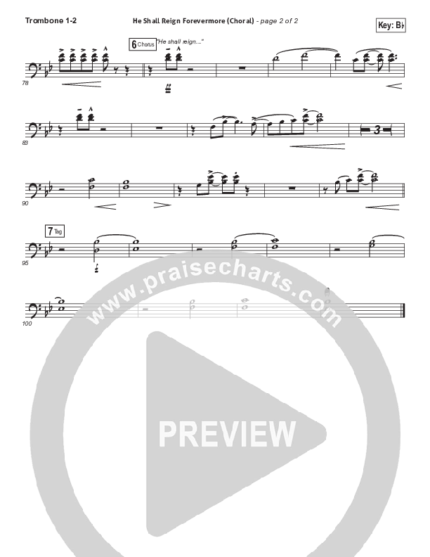 He Shall Reign Forevermore (Choral Anthem SATB) Trombone 1/2 (Chris Tomlin / Arr. Luke Gambill)