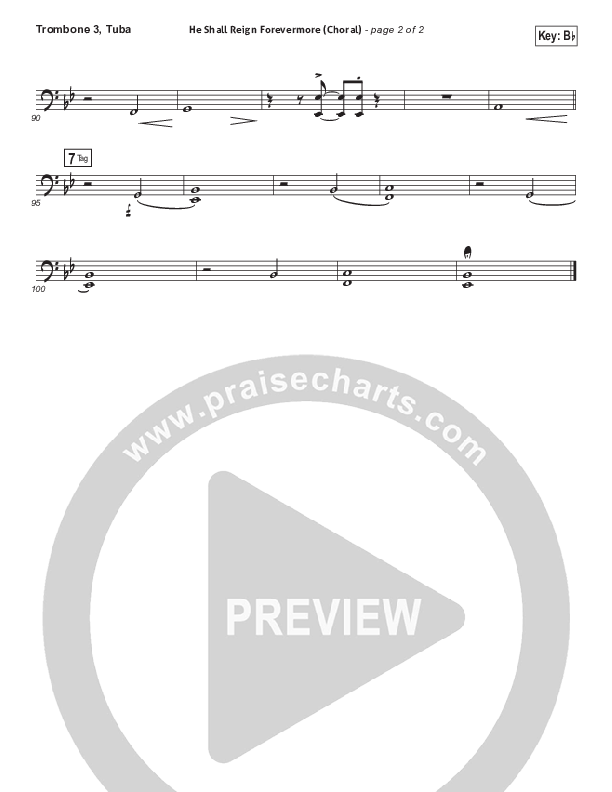 He Shall Reign Forevermore (Choral Anthem SATB) Trombone 3/Tuba (Chris Tomlin / Arr. Luke Gambill)