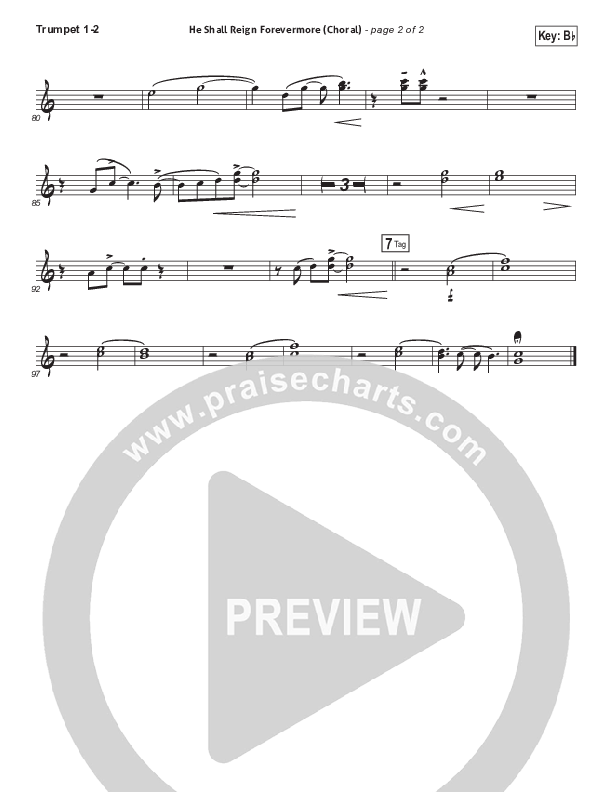He Shall Reign Forevermore (Choral Anthem SATB) Trumpet 1,2 (Chris Tomlin / Arr. Luke Gambill)