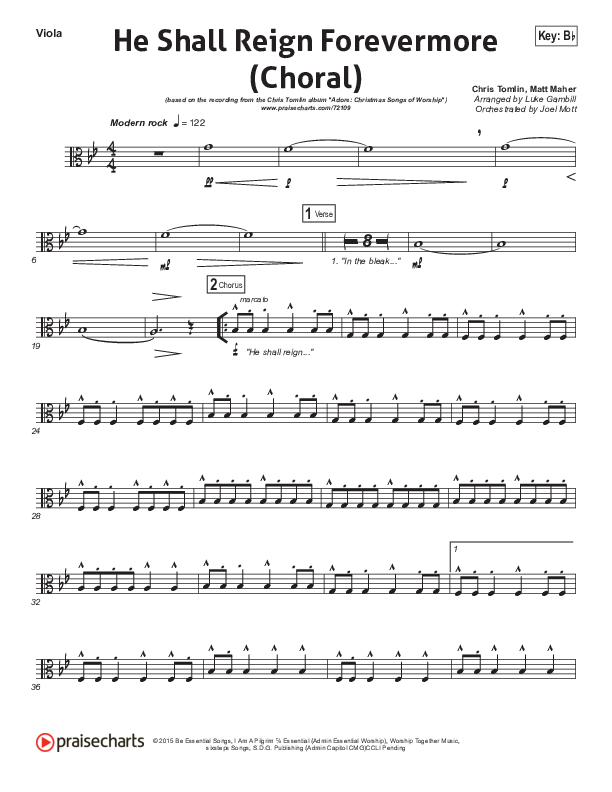 He Shall Reign Forevermore (Choral Anthem SATB) Viola (Chris Tomlin / Arr. Luke Gambill)