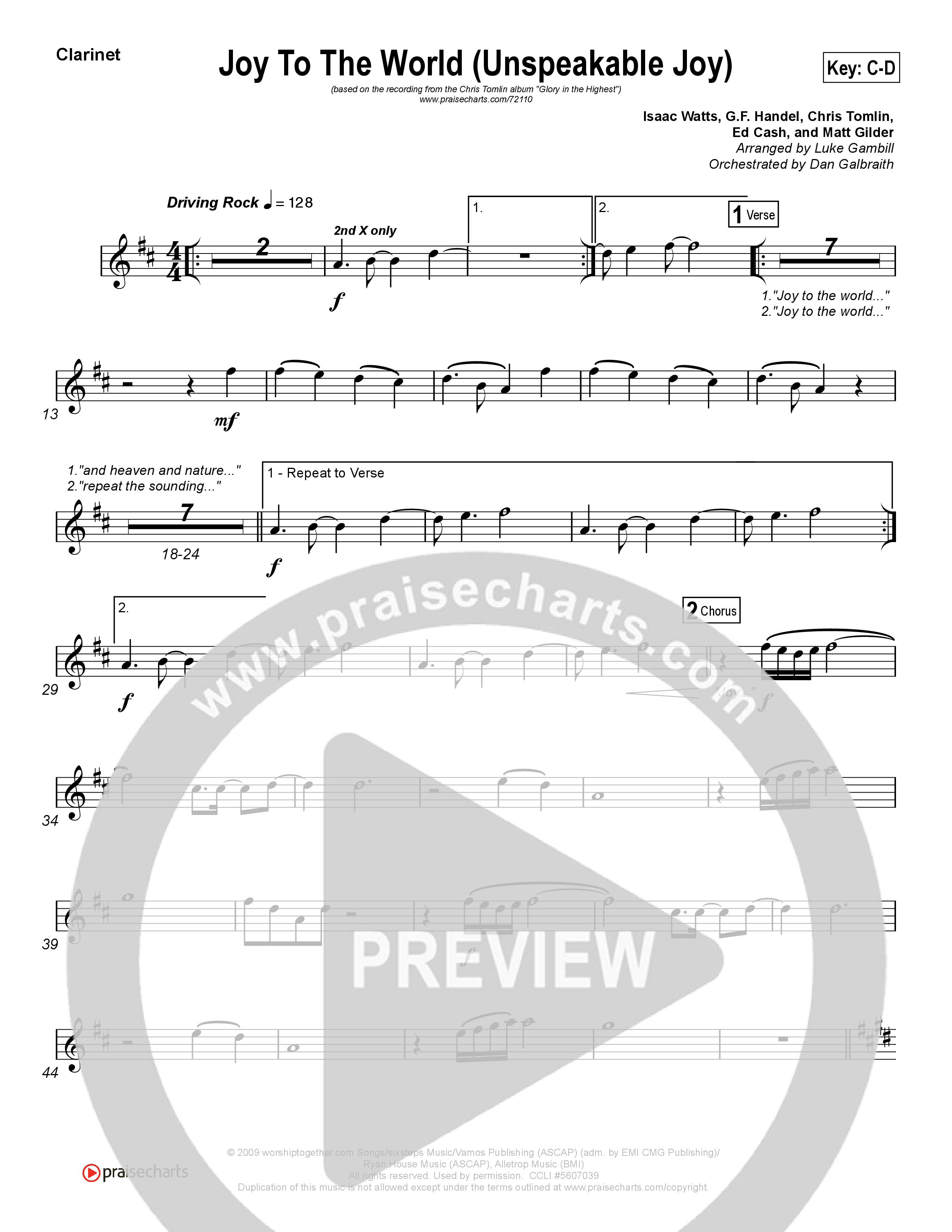 Joy To The World (Unspeakable Joy) (Choral Anthem SATB) Wind Pack (Chris Tomlin / Arr. Luke Gambill)