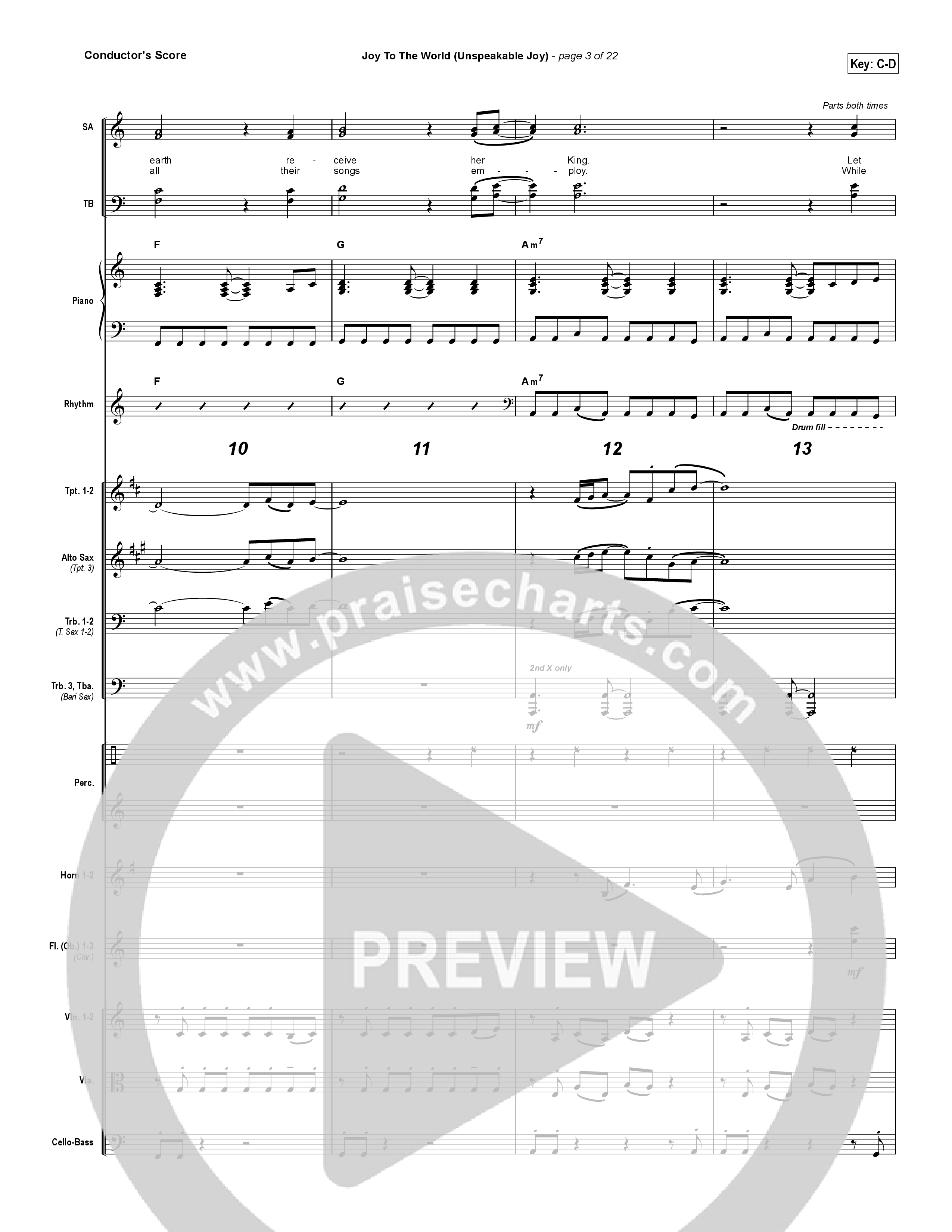 Joy To The World (Unspeakable Joy) (Choral Anthem SATB) Conductor's Score (Chris Tomlin / Arr. Luke Gambill)