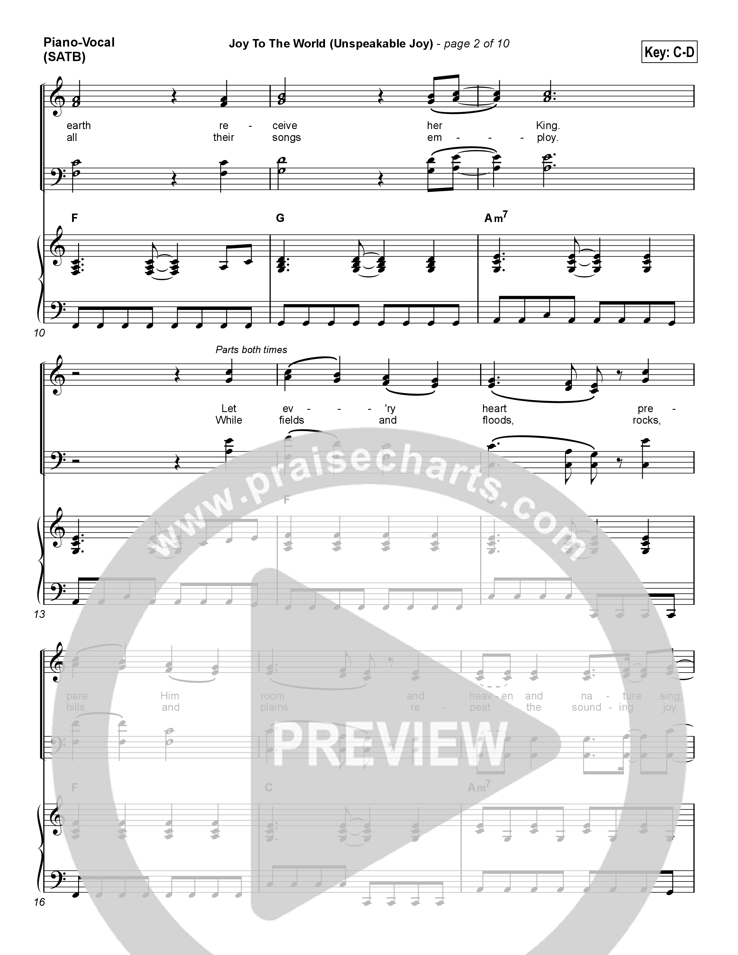 Joy To The World (Unspeakable Joy) (Choral Anthem SATB) Piano/Vocal (SATB) (Chris Tomlin / Arr. Luke Gambill)