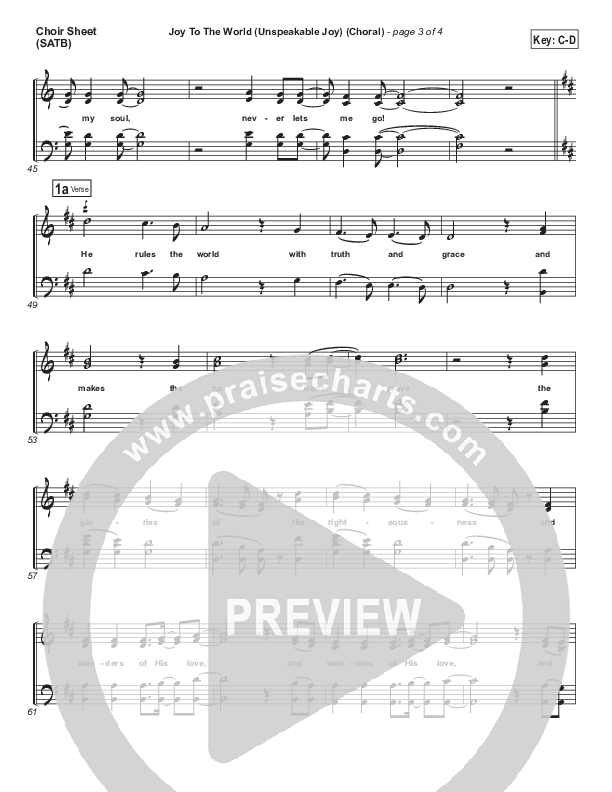 Joy To The World (Unspeakable Joy) (Choral Anthem SATB) Choir Sheet (SATB) (Chris Tomlin / Arr. Luke Gambill)