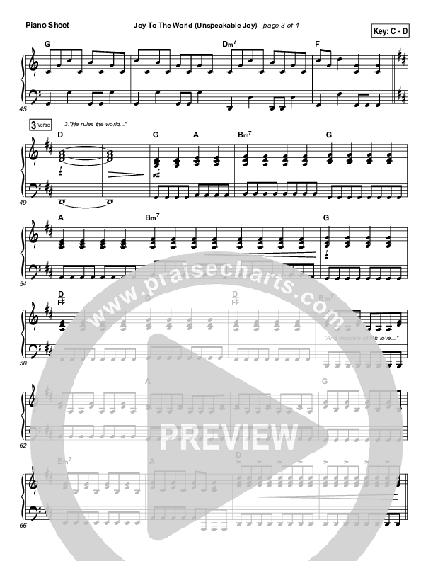 Joy To The World (Unspeakable Joy) (Choral Anthem SATB) Piano Sheet (Chris Tomlin / Arr. Luke Gambill)