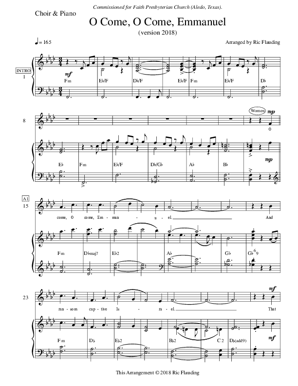 O Come O Come Emmanuel Piano/Vocal (Ric Flauding)