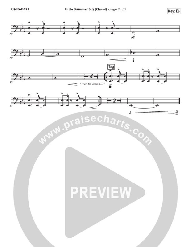 Little Drummer Boy (Choral Anthem SATB) Cello/Bass (for KING & COUNTRY / Arr. Luke Gambill)