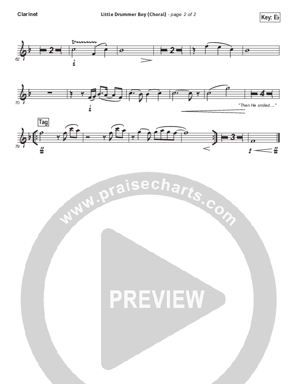 Little Drummer Boy (Choral Anthem SATB) Clarinet (for KING & COUNTRY / Arr. Luke Gambill)