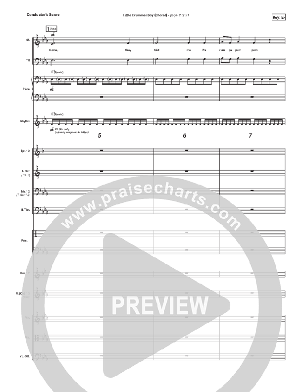 Little Drummer Boy (Choral Anthem SATB) Conductor's Score (for KING & COUNTRY / Arr. Luke Gambill)