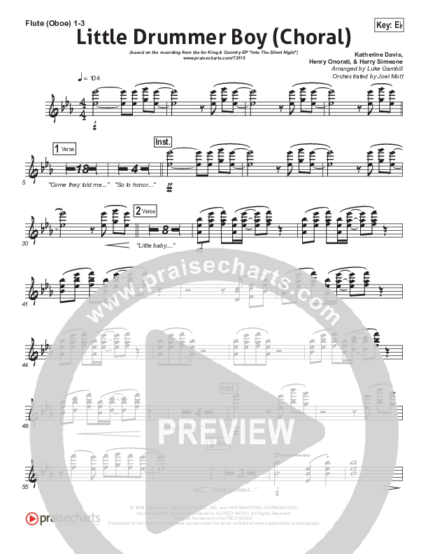 Little Drummer Boy (Choral Anthem SATB) Wind Pack (for KING & COUNTRY / Arr. Luke Gambill)