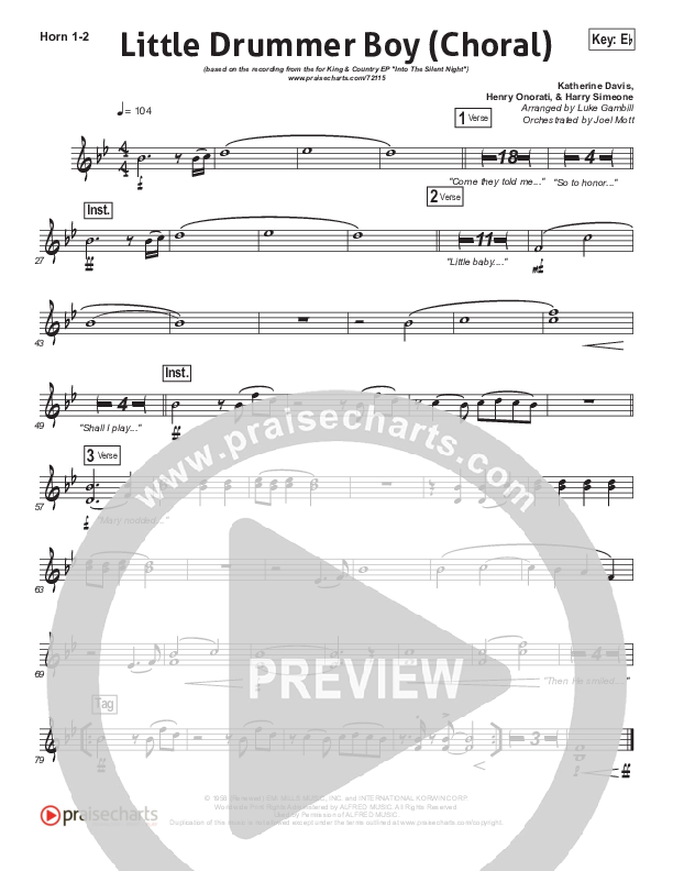 Little Drummer Boy (Choral Anthem SATB) Brass Pack (for KING & COUNTRY / Arr. Luke Gambill)