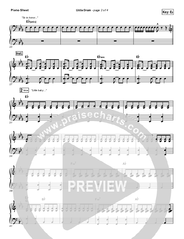 Little Drummer Boy (Choral Anthem SATB) Piano Sheet (for KING & COUNTRY / Arr. Luke Gambill)