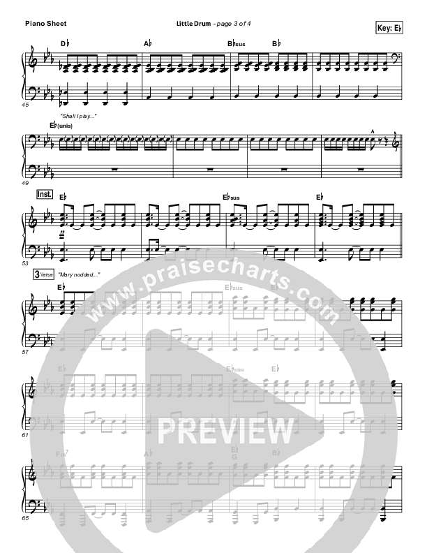 Little Drummer Boy (Choral Anthem SATB) Piano Sheet (for KING & COUNTRY / Arr. Luke Gambill)