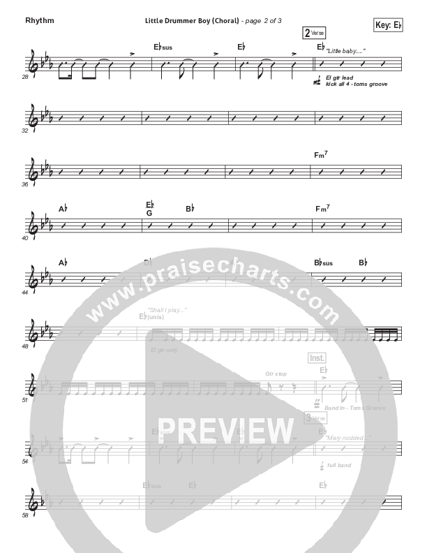 Little Drummer Boy (Choral Anthem SATB) Rhythm Chart (for KING & COUNTRY / Arr. Luke Gambill)