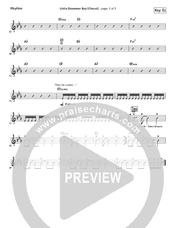 Little Drummer Boy (Choral Anthem SATB) Rhythm Chart (for KING & COUNTRY / Arr. Luke Gambill)