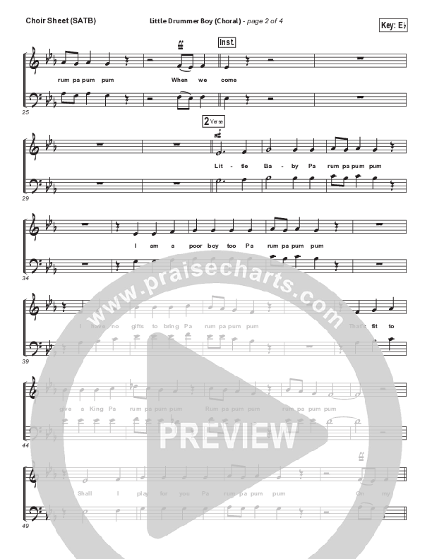 Little Drummer Boy (Choral Anthem SATB) Choir Sheet (SATB) (for KING & COUNTRY / Arr. Luke Gambill)