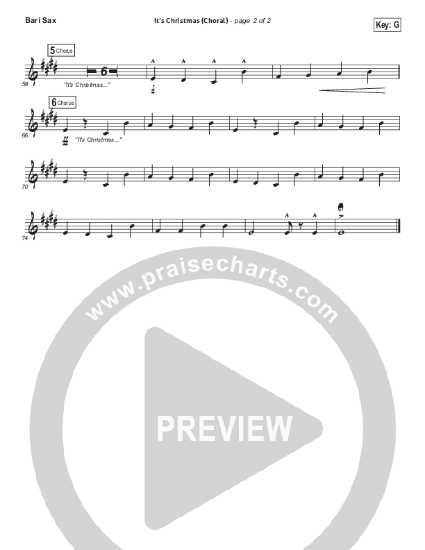 It's Christmas (Choral Anthem SATB) Bari Sax (Chris Tomlin / Arr. Luke Gambill)