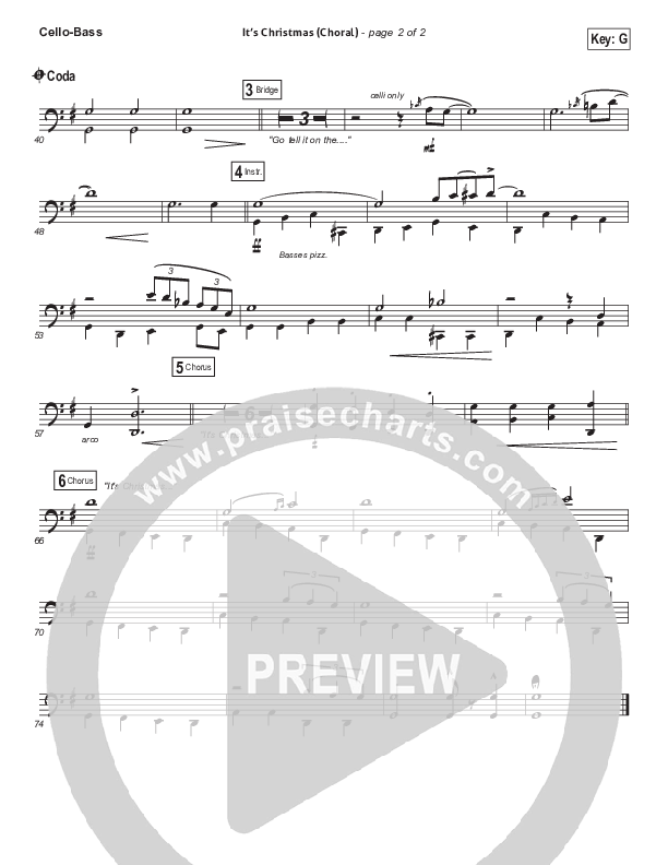 It's Christmas (Choral Anthem SATB) Cello/Bass (Chris Tomlin / Arr. Luke Gambill)