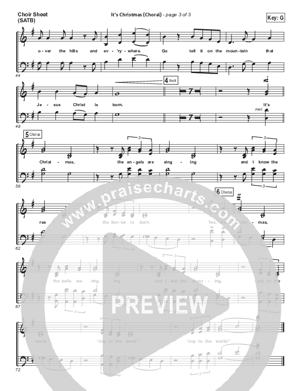 It's Christmas (Choral Anthem SATB) Choir Sheet (SATB) (Chris Tomlin / Arr. Luke Gambill)