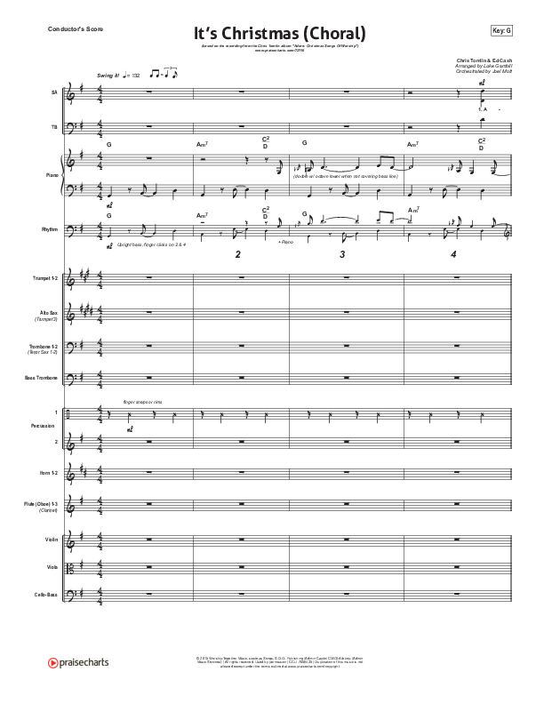 It's Christmas (Choral Anthem SATB) Orchestration (Chris Tomlin / Arr. Luke Gambill)