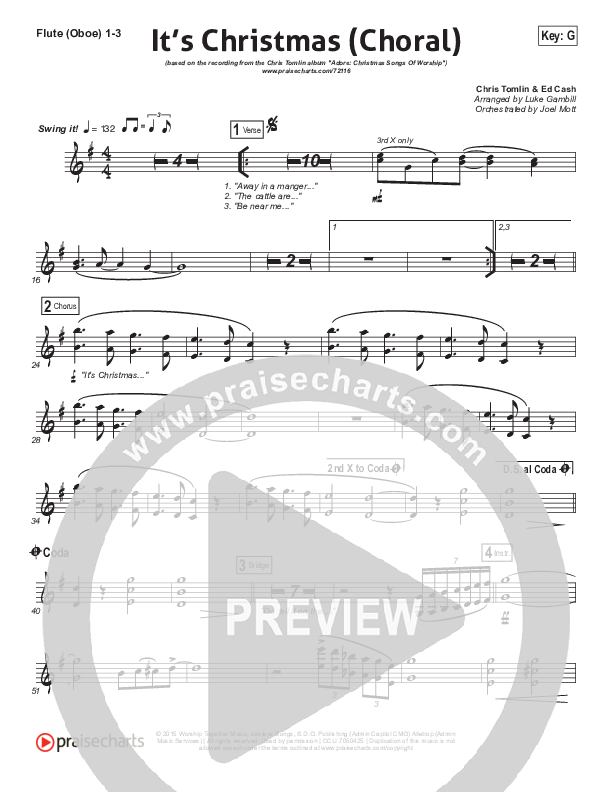 It's Christmas (Choral Anthem SATB) Flute/Oboe 1/2/3 (Chris Tomlin / Arr. Luke Gambill)
