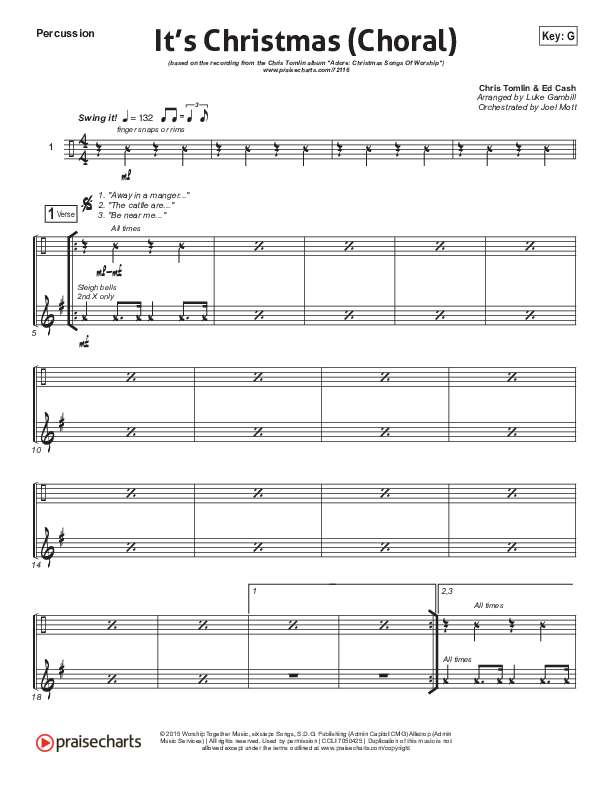 It's Christmas (Choral Anthem SATB) Percussion (Chris Tomlin / Arr. Luke Gambill)