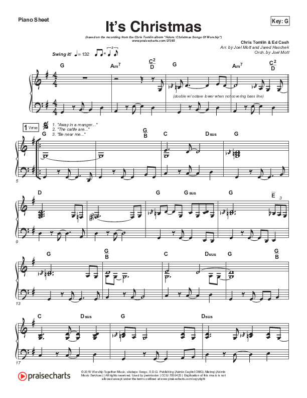 It's Christmas (Choral Anthem SATB) Piano Sheet (Chris Tomlin / Arr. Luke Gambill)