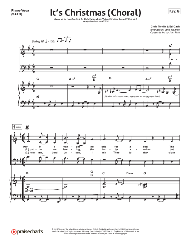 It's Christmas (Choral Anthem SATB) Piano/Vocal Pack (Chris Tomlin / Arr. Luke Gambill)