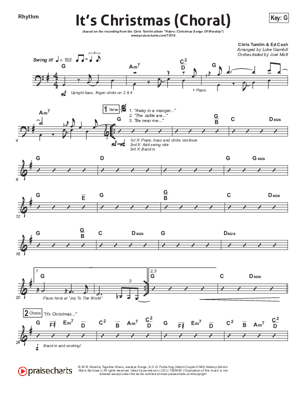 It's Christmas (Choral Anthem SATB) Rhythm Chart (Chris Tomlin / Arr. Luke Gambill)