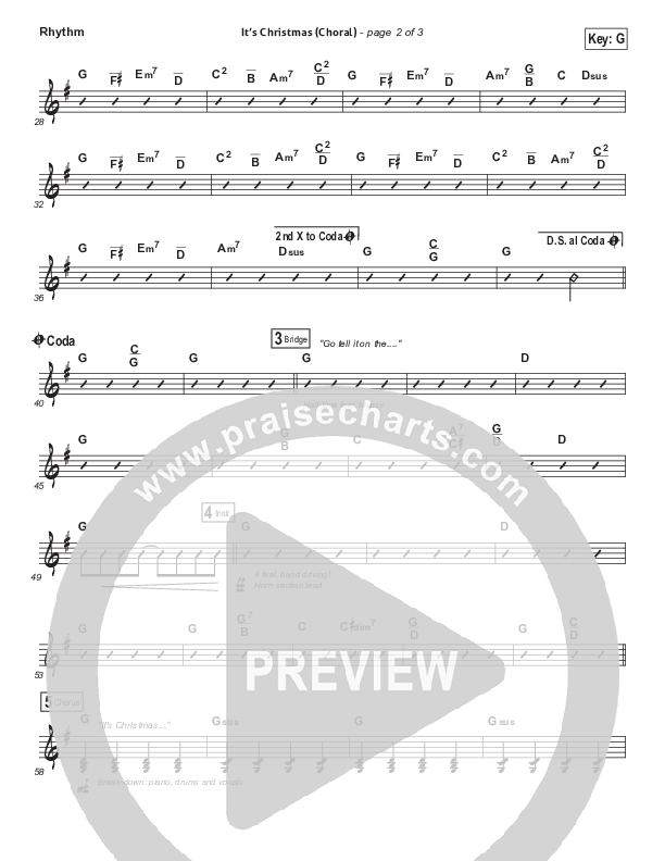 It's Christmas (Choral Anthem SATB) Rhythm Chart (Chris Tomlin / Arr. Luke Gambill)