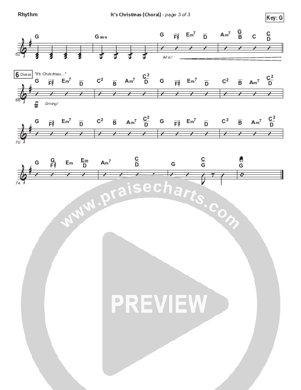 It's Christmas (Choral Anthem SATB) Rhythm Chart (Chris Tomlin / Arr. Luke Gambill)