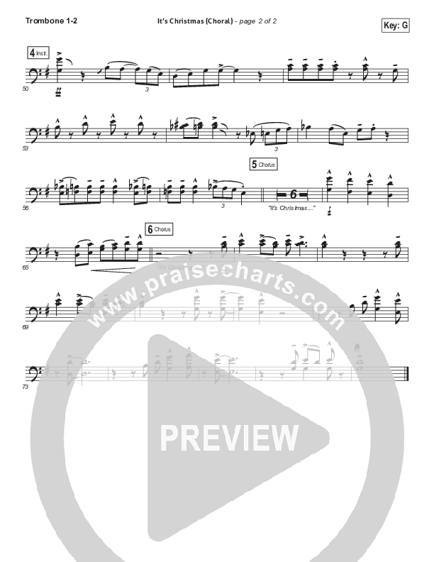 It's Christmas (Choral Anthem SATB) Trombone 1/2 (Chris Tomlin / Arr. Luke Gambill)