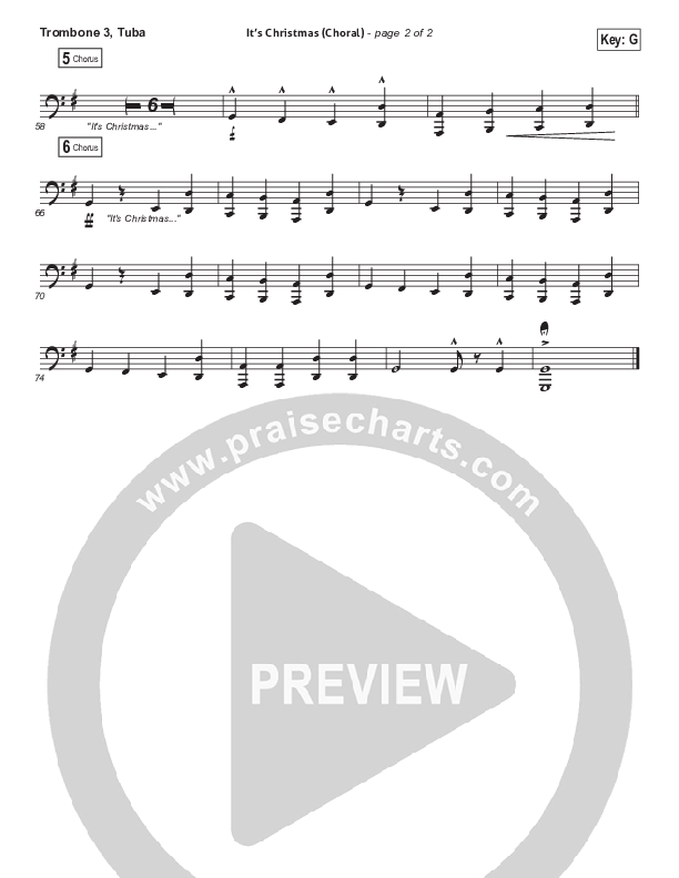 It's Christmas (Choral Anthem SATB) Trombone 3/Tuba (Chris Tomlin / Arr. Luke Gambill)